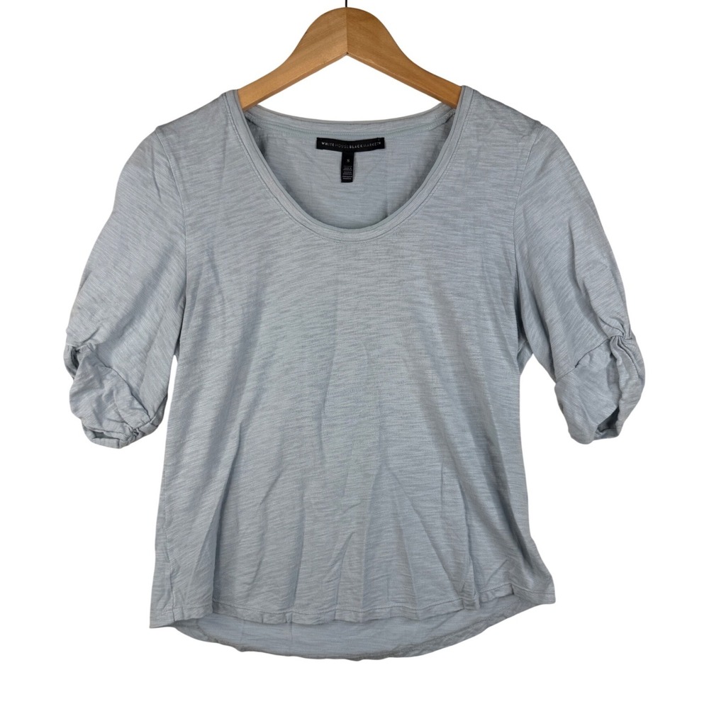 White House Black Market Scoop Neck‎ Half Sleeve Blouse size Small Light Blue